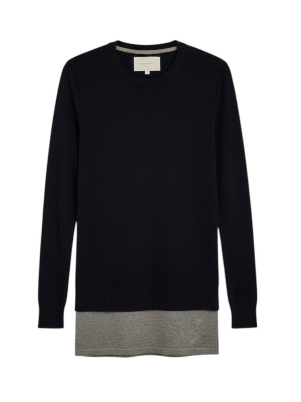 Brochu Walker Layered Sweater Twofer Knit Top Blouse Black Gray M